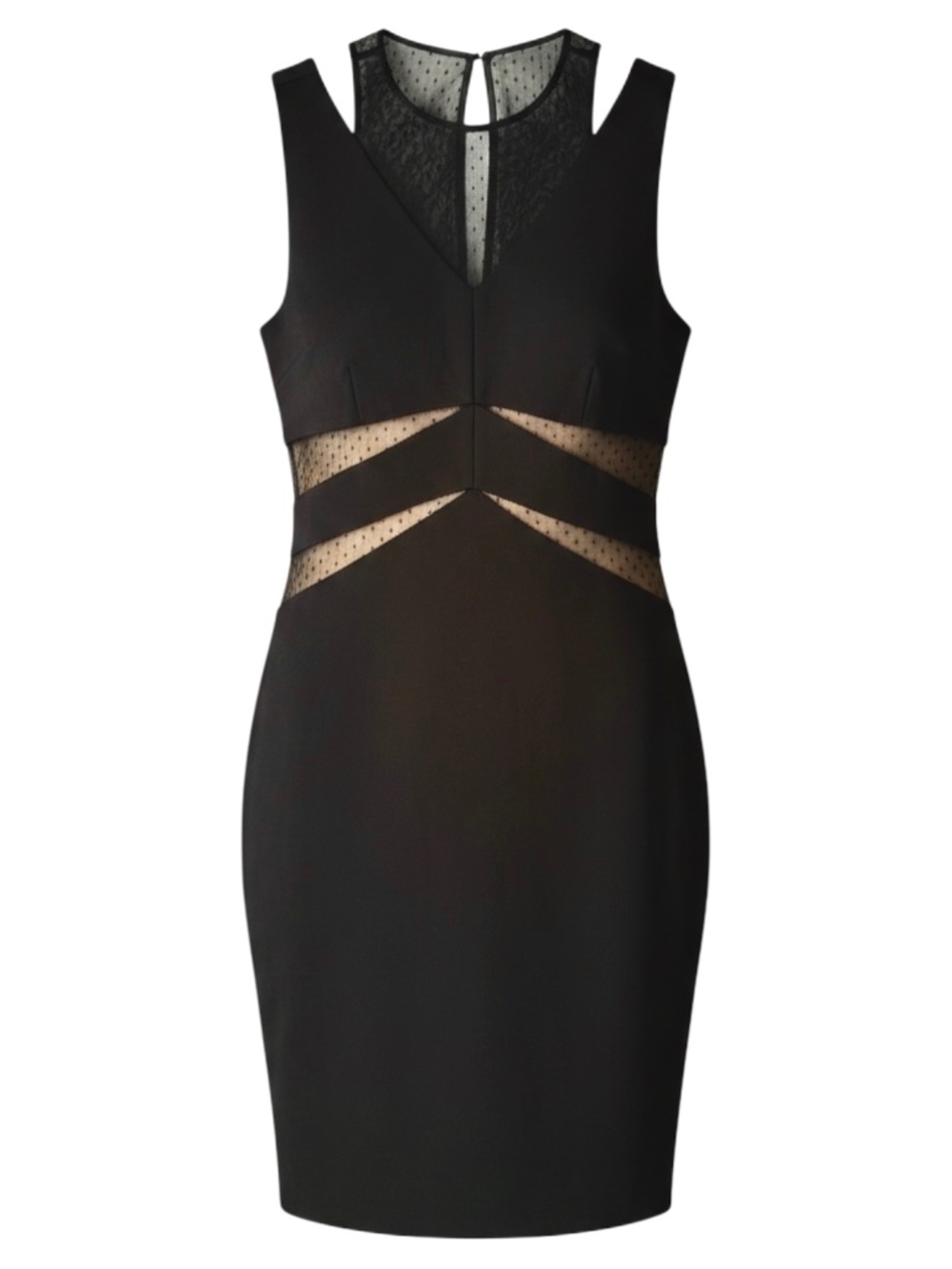 RW&CO - Black Illusion Mesh - Sheath Cocktail Dress - Size S